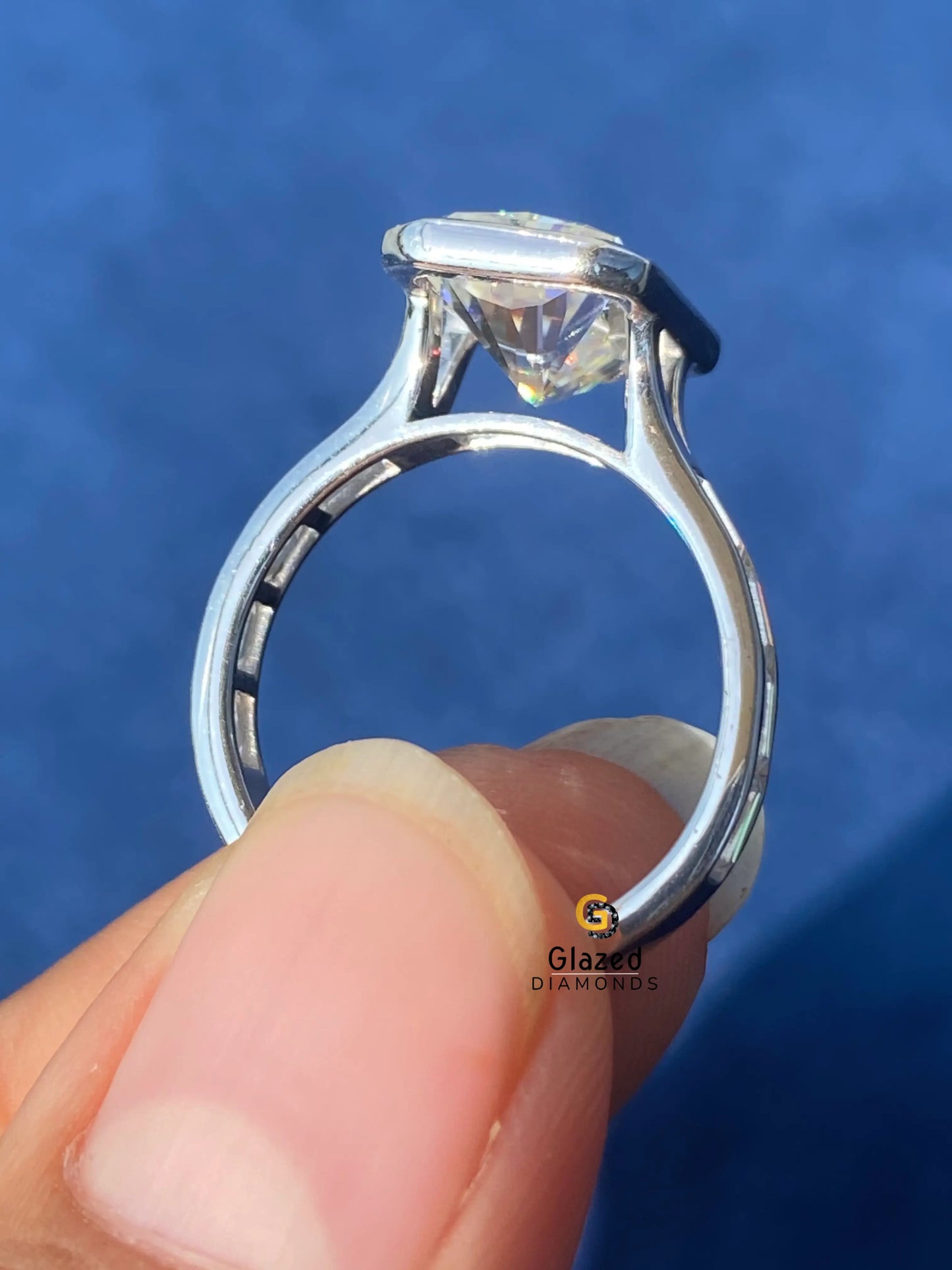 5CT Radiant Cut Baguette Cut Moissanite Pave Band Wedding Ring