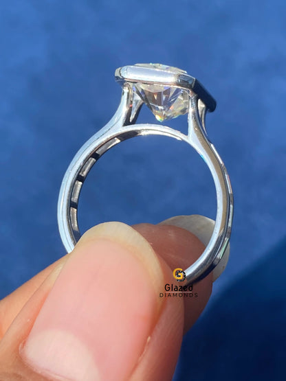 5CT Radiant Cut Baguette Cut Moissanite Pave Band Wedding Ring