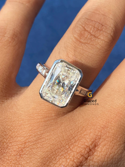 5CT Radiant Cut Pave Band Baguette Cut Moissanite Wedding Ring For Women