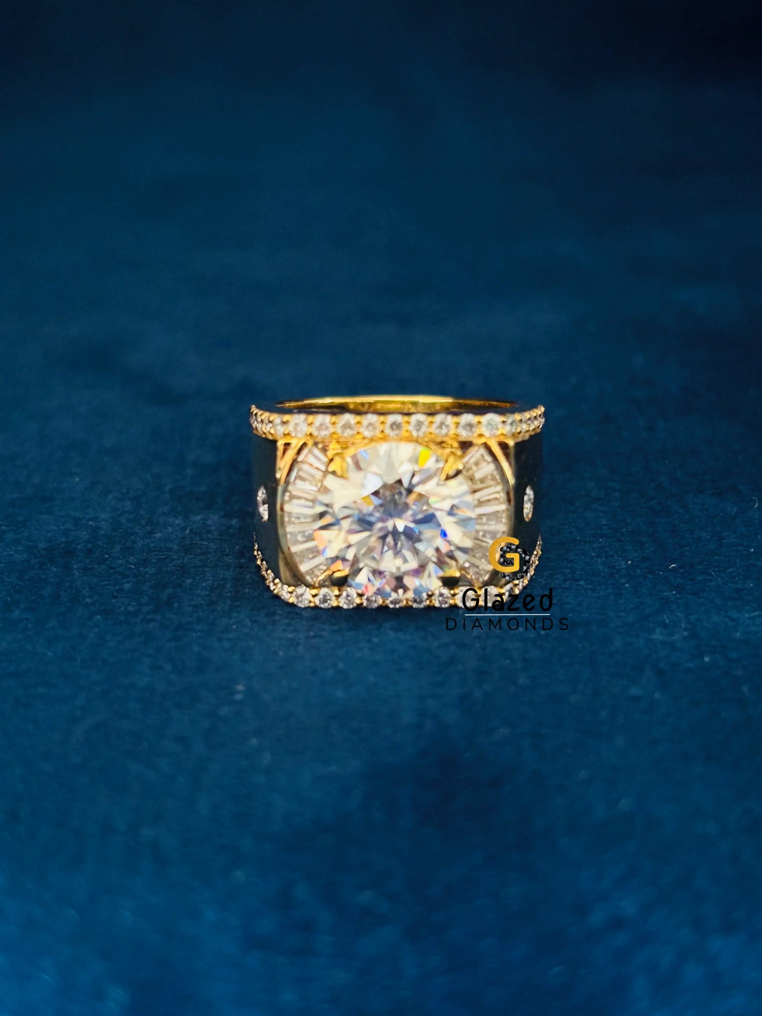 5CT Round_ Tapper Baguette Moissanite Bust Down Ring 