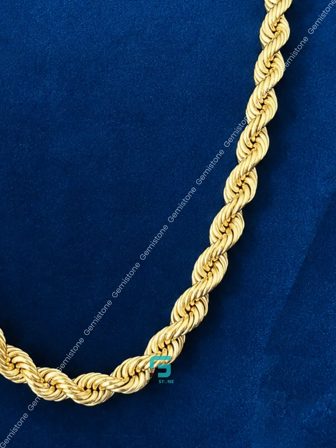 925 Silver 5MM Yellow Gold Plated Plain Rope Plain Chain