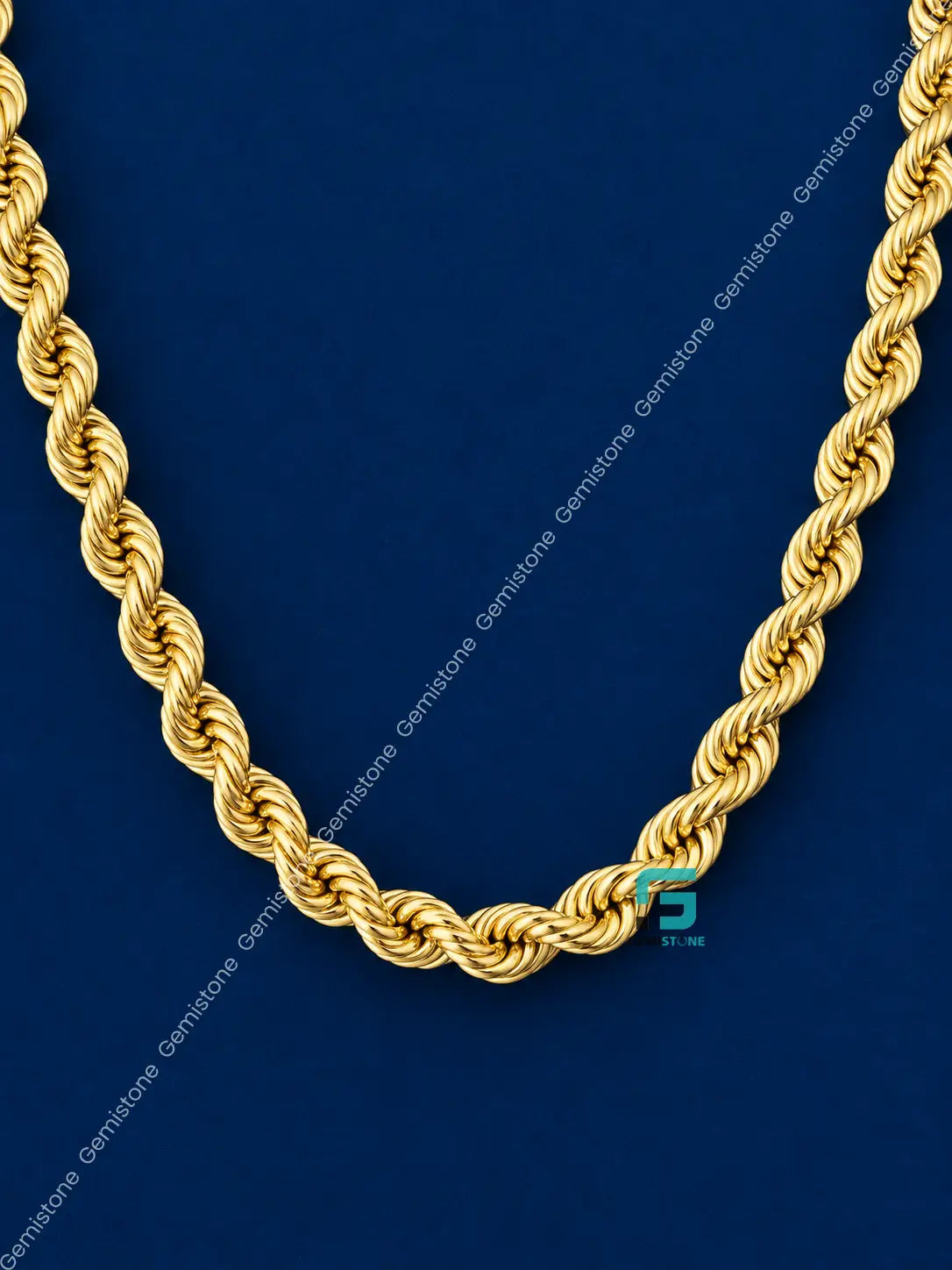 925 Silver 5MM Yellow Gold Plated Plain Rope Plain Chain