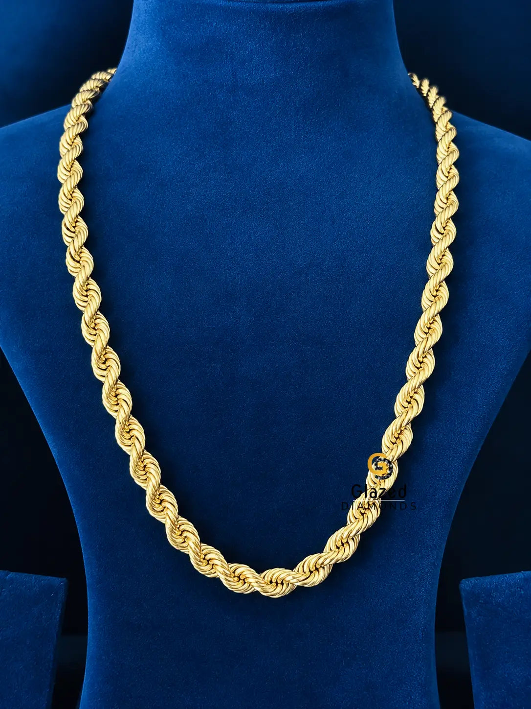 925 Silver 5MM Yellow Gold Plated Plain Rope Plain Chain