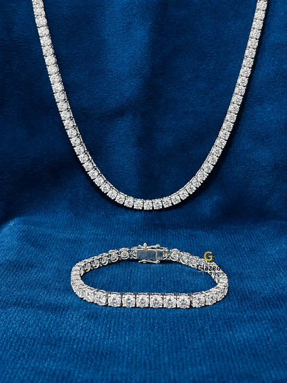 5MM Moissanite Tennis Chain and Bracelet Combo For Unisex