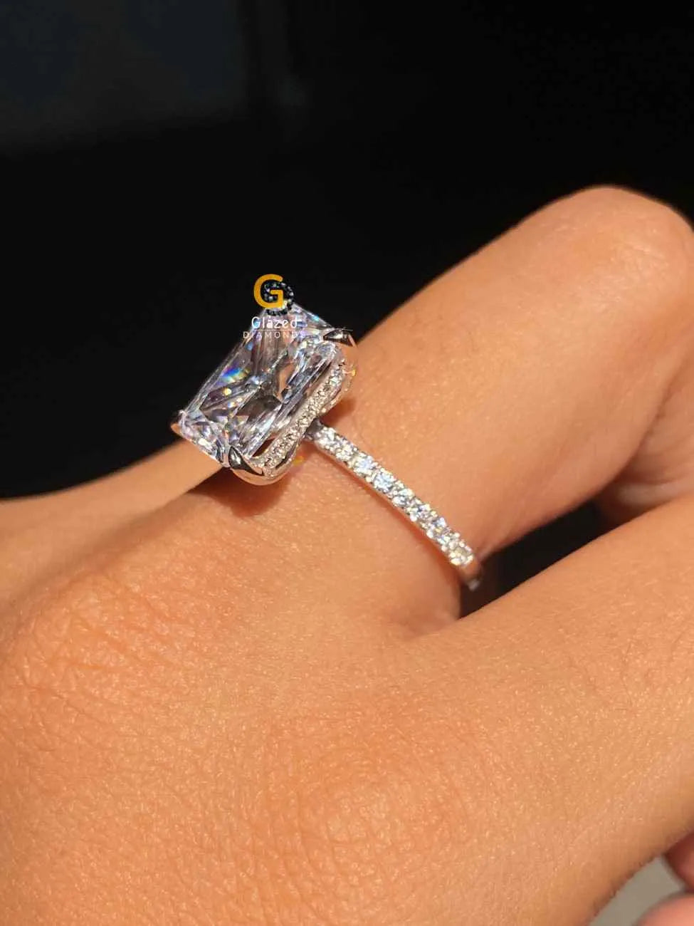 5 CT Radiant Cut Halo Moissanite Ring