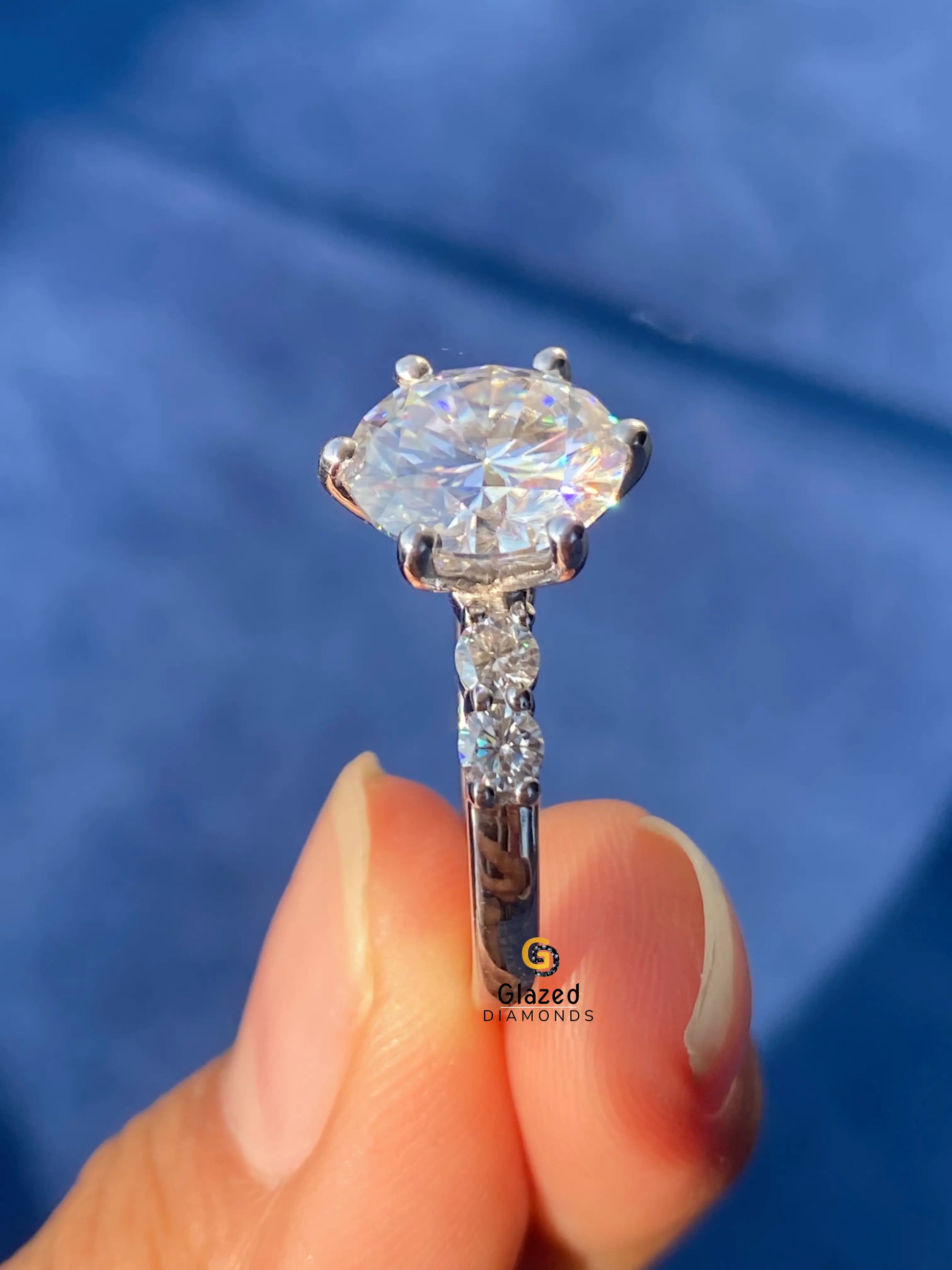 5 Stone 3CT Round Moissanite Wedding Ring 