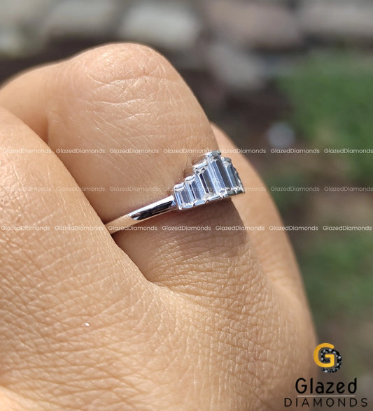 5 Stone Baguette Cut Moissanite Ring