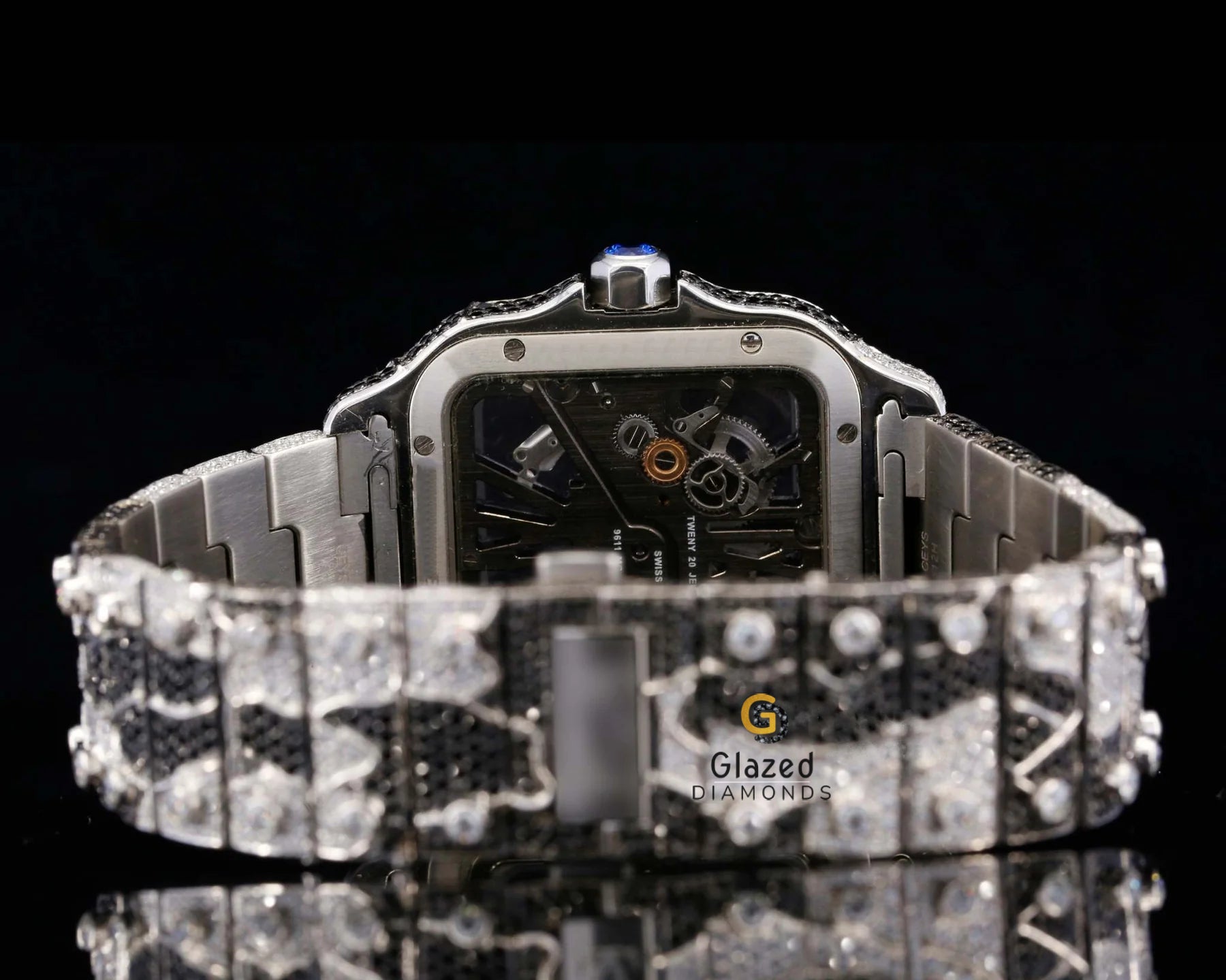 Iced Out Army Strap Fully Studed Metal Strap Moissanite Watch