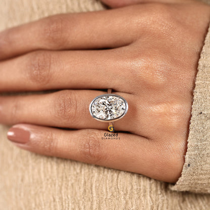 6CT Bezel Set Diamond Engagement Ring For Women
