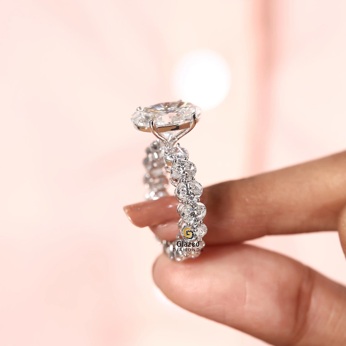 6CT Large Oval Lab Diamond Wedding Ring