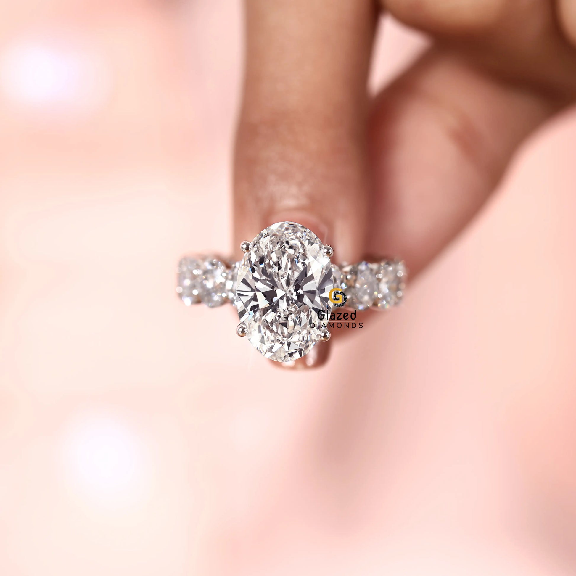 6CT Large Oval Lab Diamond Wedding Ring For Women