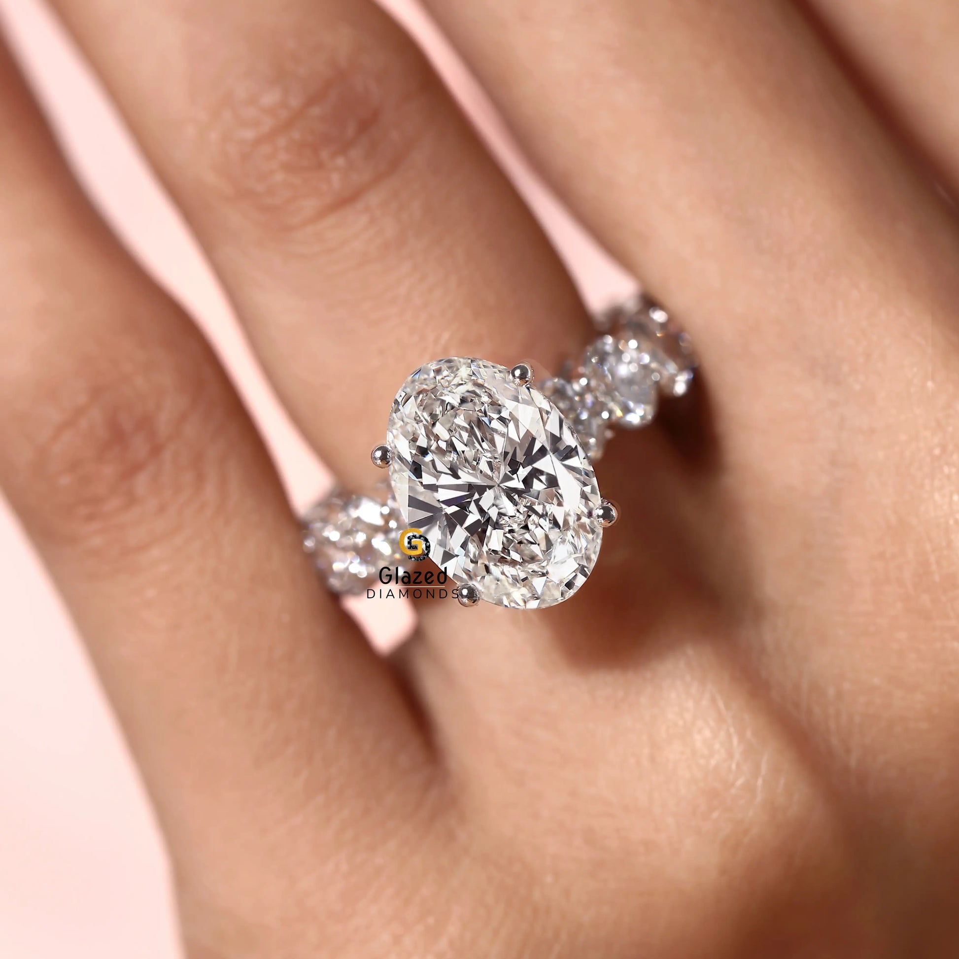 6CT Large Oval Moissanite Wedding Ring For Her