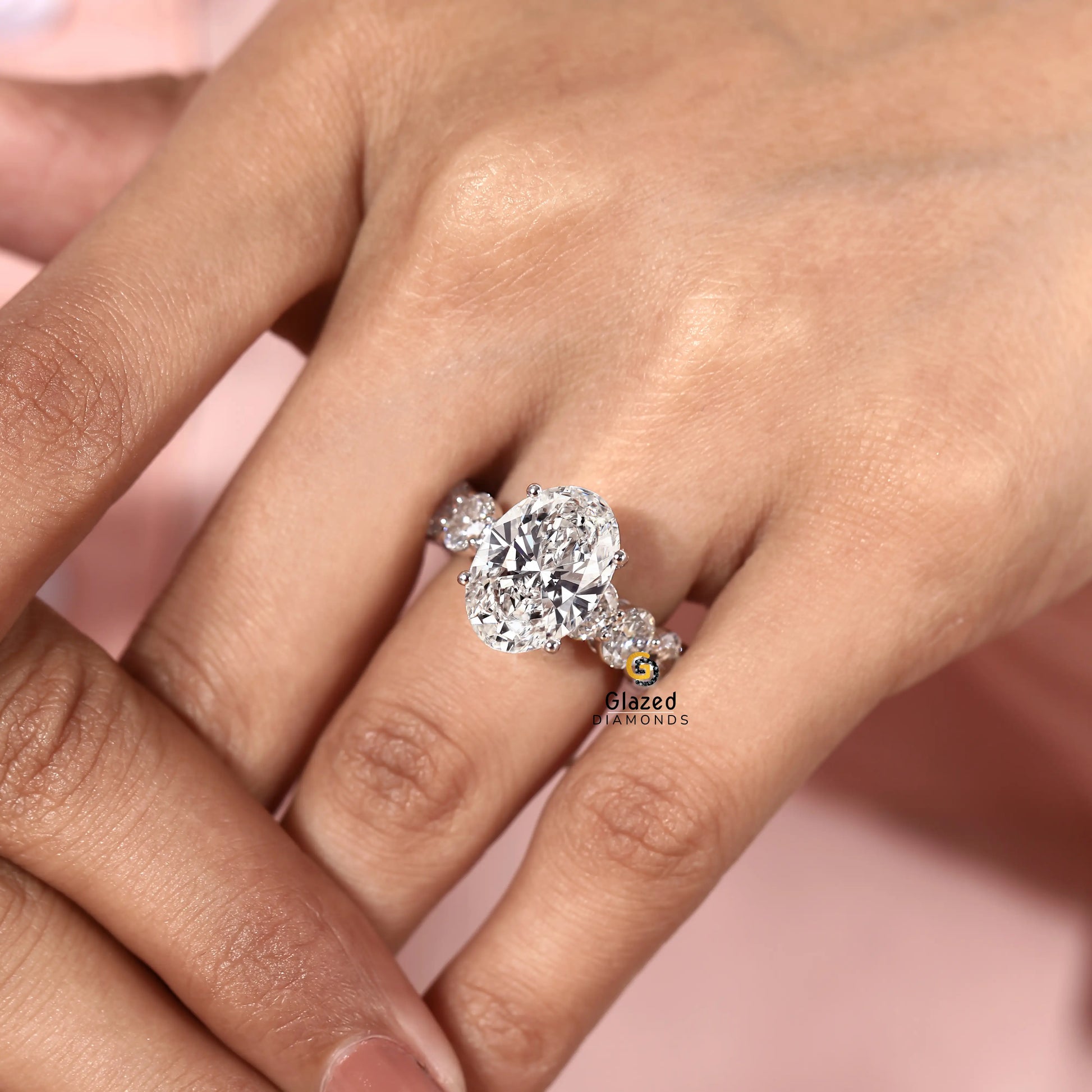 6CT Oval Lab Diamond Wedding Ring For Her