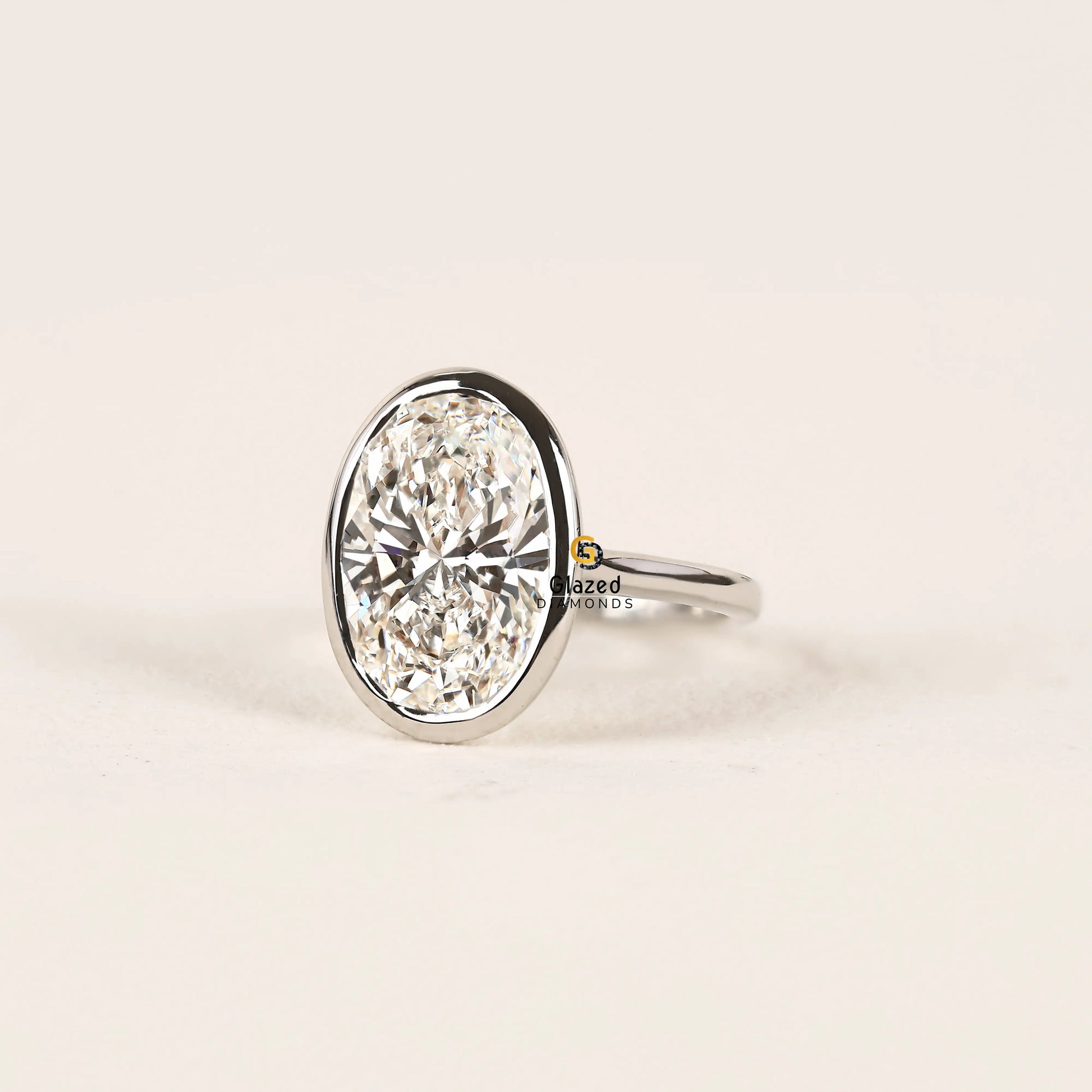 6CT Oval Lab Grown Diamond Ring For Women