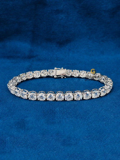 6MM Moissanite Round Cut Bracelet and Chain Combo
