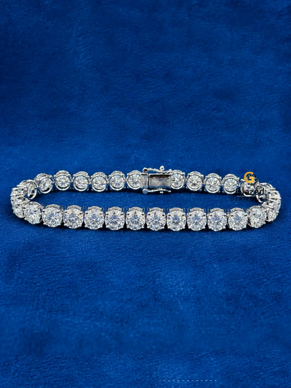 6MM Moissanite Round Cut Bracelet and Tennis Chain Combo 
