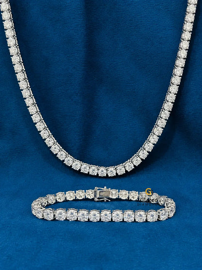 6MM Moissanite Tennis Chain And Bracelet Combo For Unisex