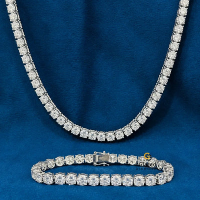 6MM Moissanite Tennis Chain And Bracelet Combo For Unisex