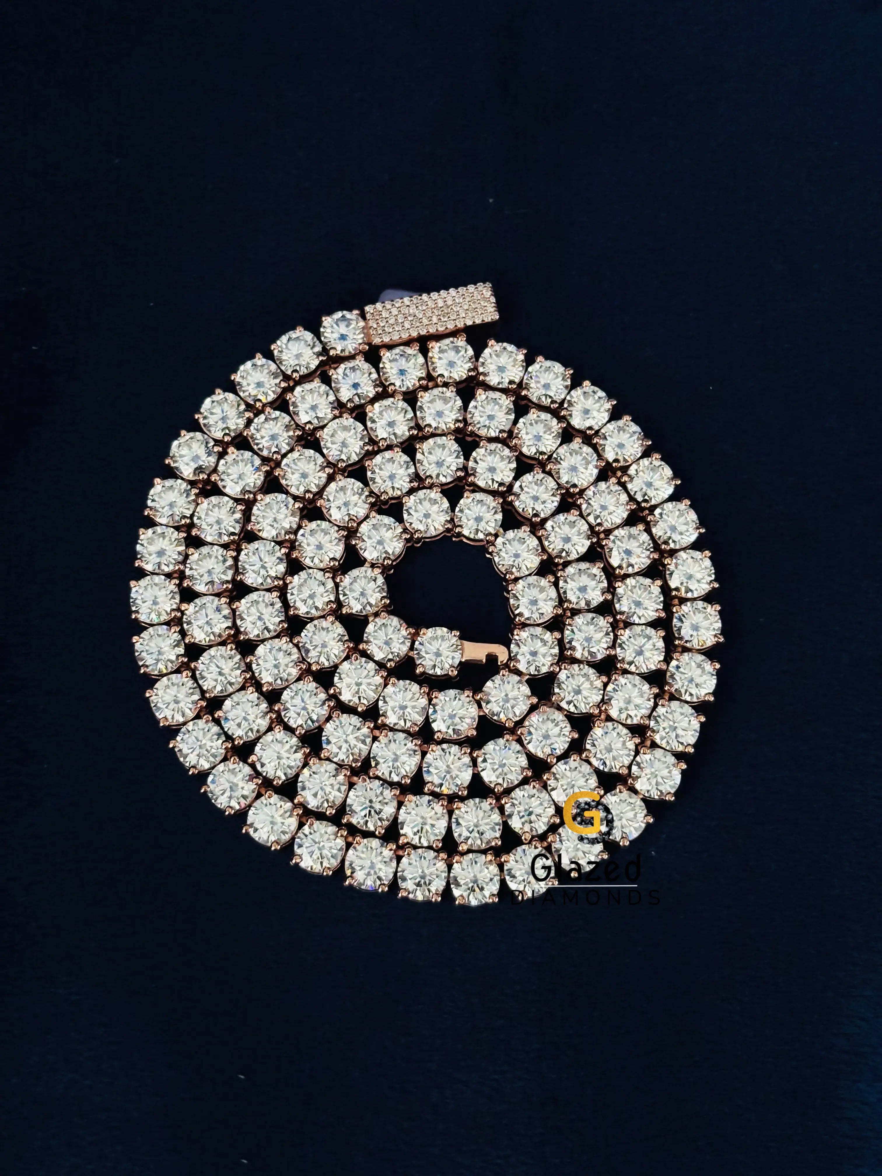 6MM Rose Gold Plated Moissanite Chain