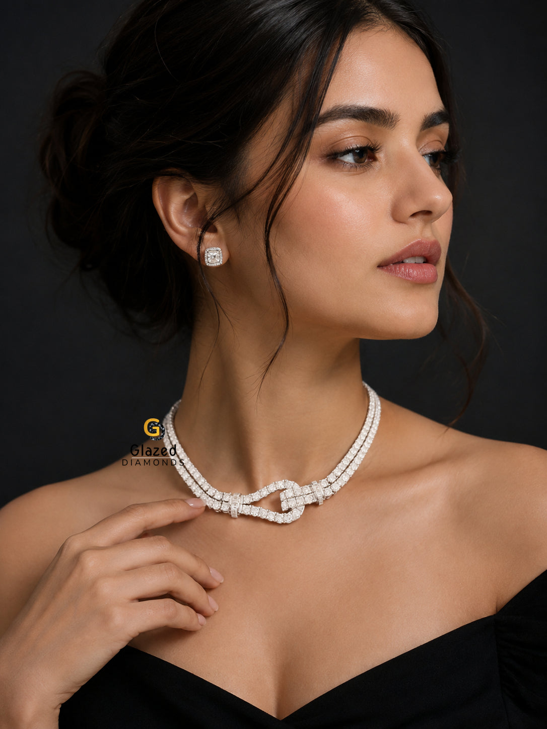 2 Layer Moissanite Lasso Necklace In 925 Sterling Silver