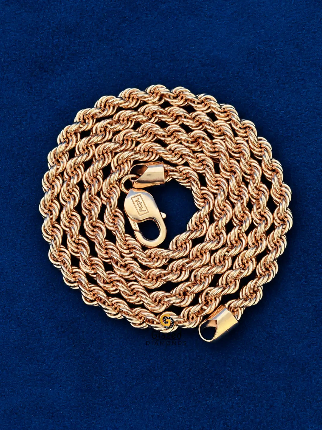 925 Silver 7MM Lobster Closure Rose Gold Plated  Rope Chain