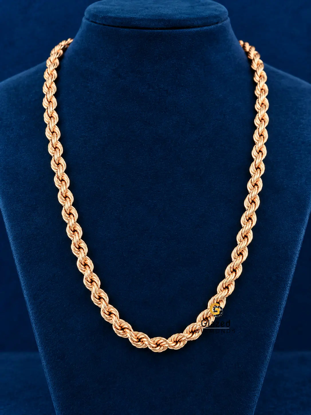 925 Silver 7MM Lobster Closure Rose Gold Plated  Rope Chain