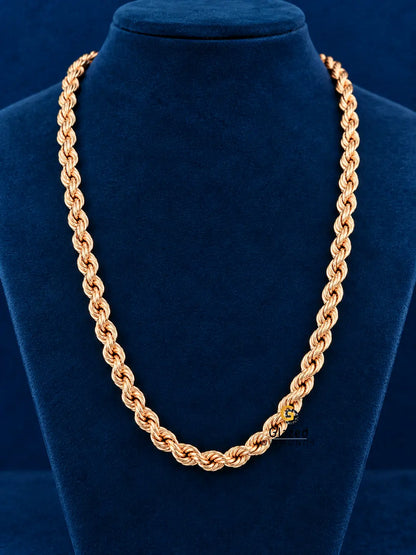 925 Silver 7MM Lobster Closure Rose Gold Plated  Rope Chain