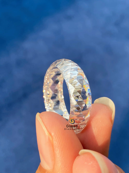 7MM Faceted Band Geometric Moissanite Band