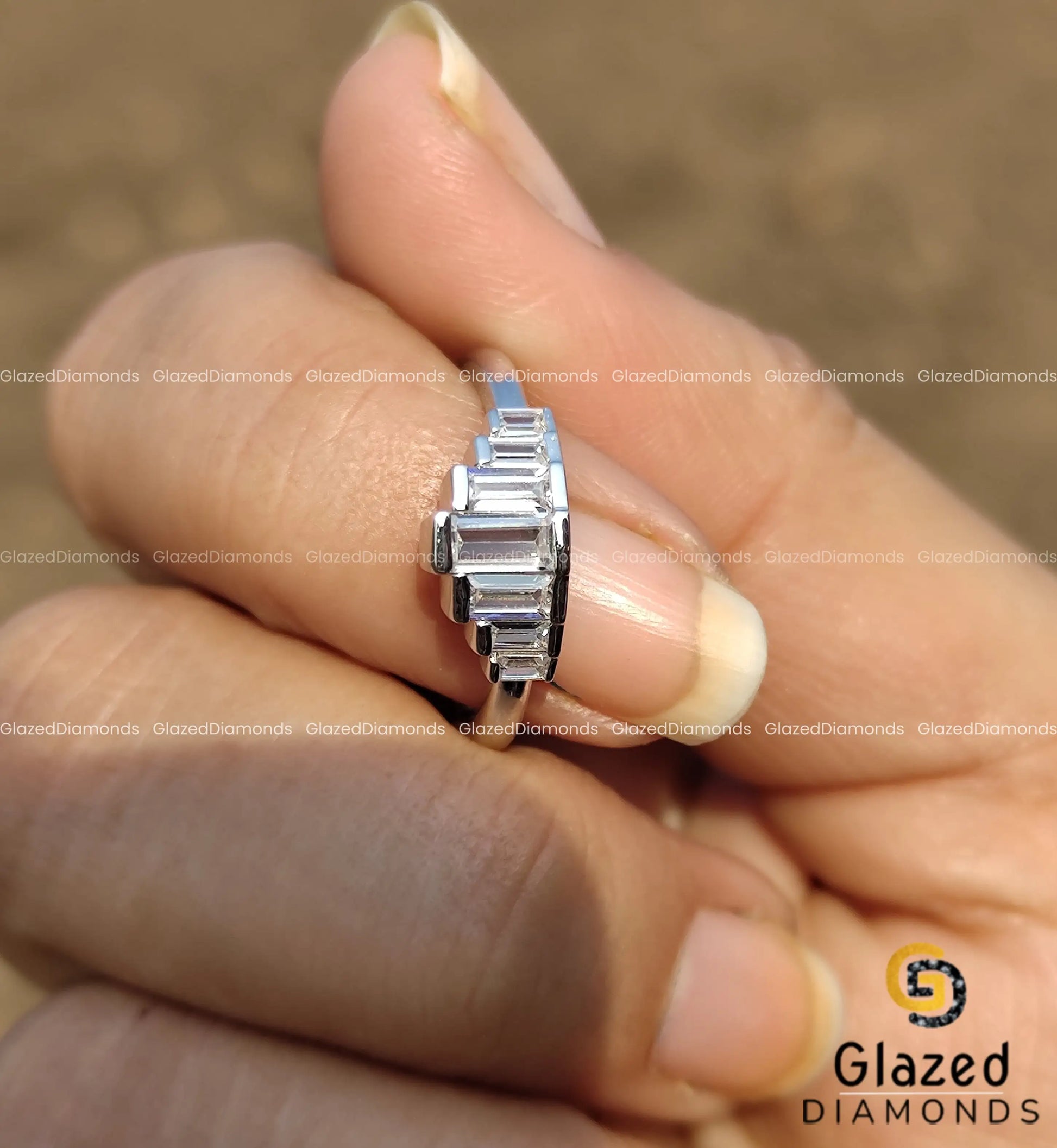 7 Stone Baguette Platinum Ring