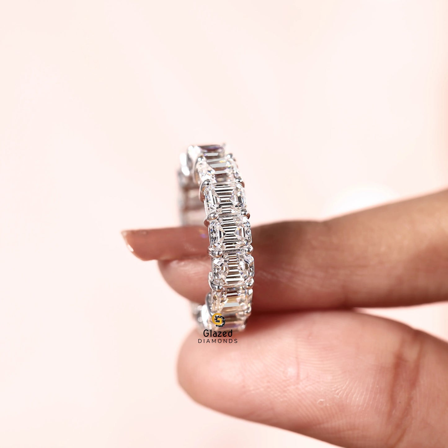 8.5 CT Emerald Cut Eternity Wedding Band For Women