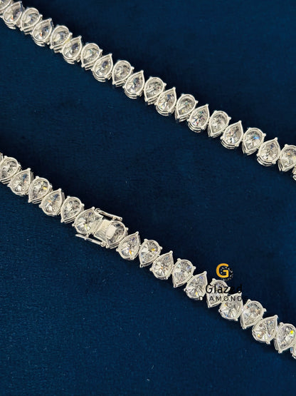8MM Pear Iced Out Moissanite Tennis Chain 925 Sterling Silver