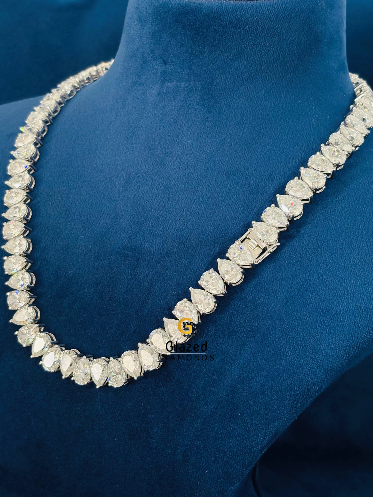 8MM Pear Iced Out Moissanite Tennis Chain 925 Sterling Silver