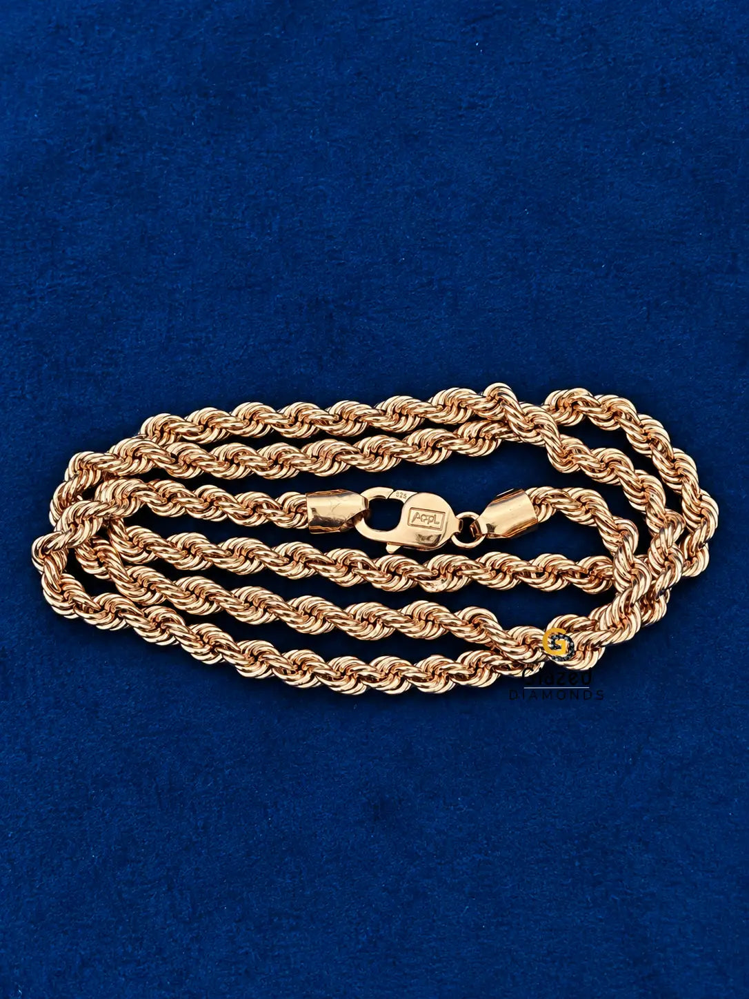 925 Silver 7MM Lobster Closure Rose Gold Plated  Rope Chain