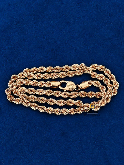925 Silver 7MM Lobster Closure Rose Gold Plated  Rope Chain