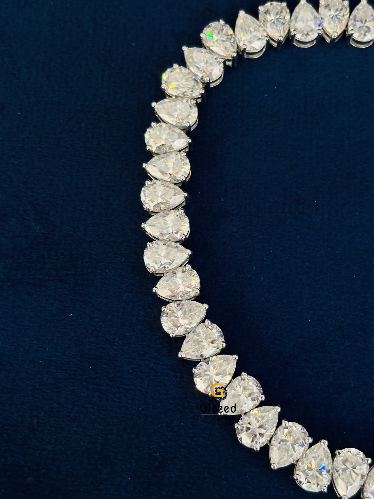 8MM Pear Iced Out Moissanite Tennis Chain 925 Sterling Silver