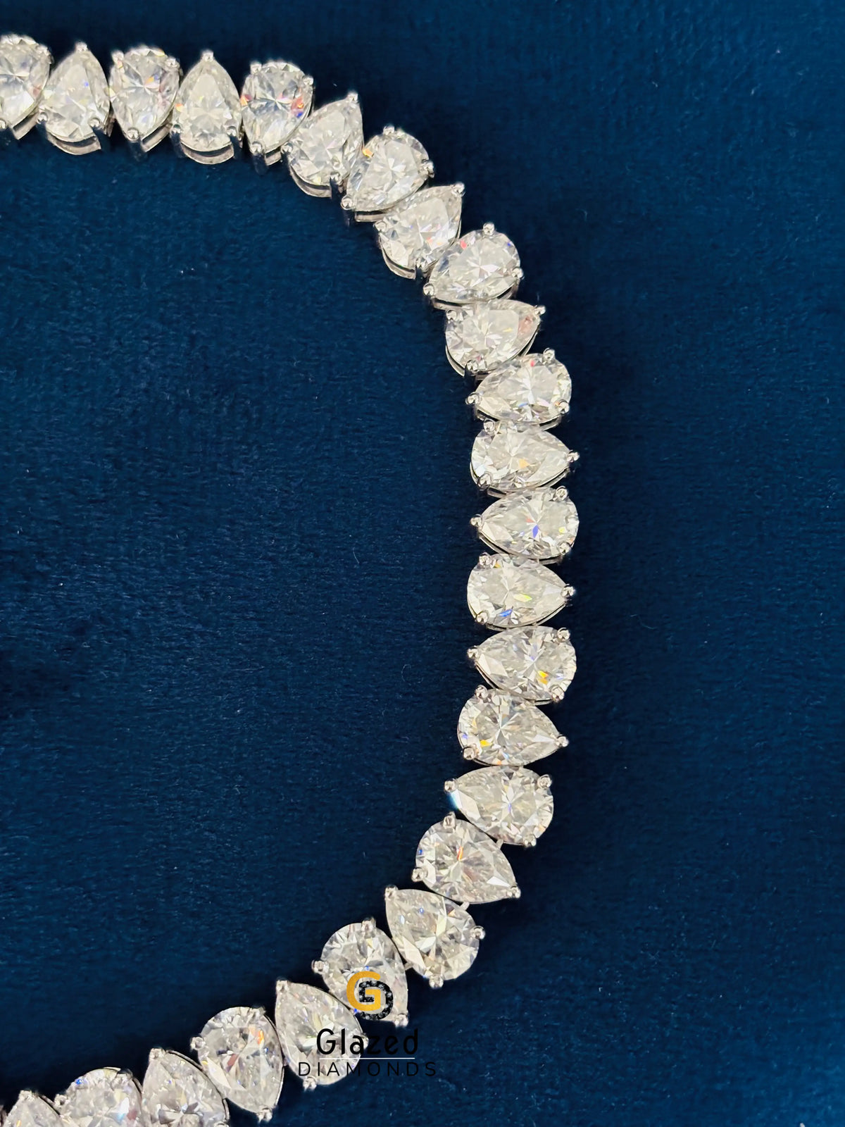 8MM Pear Iced Out Moissanite Tennis Chain 925 Sterling Silver