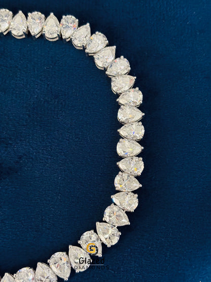 8MM Pear Iced Out Moissanite Tennis Chain 925 Sterling Silver