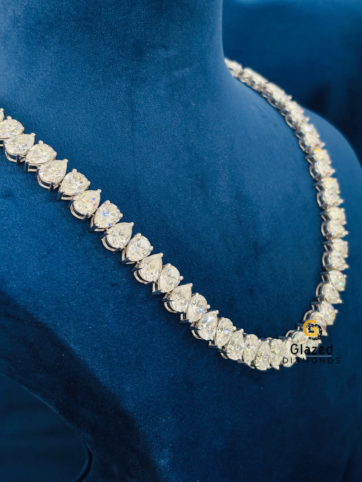 8MM Pear Iced Out Moissanite Tennis Chain 925 Sterling Silver