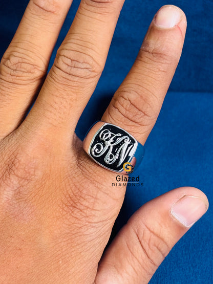 925 Sterling Silver Custom Alphabet Letter Ring For Men
