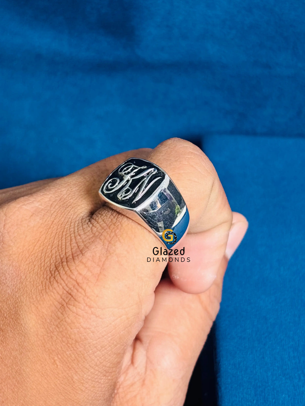 925 Sterling Silver Custom Alphabet Letter Ring For Men
