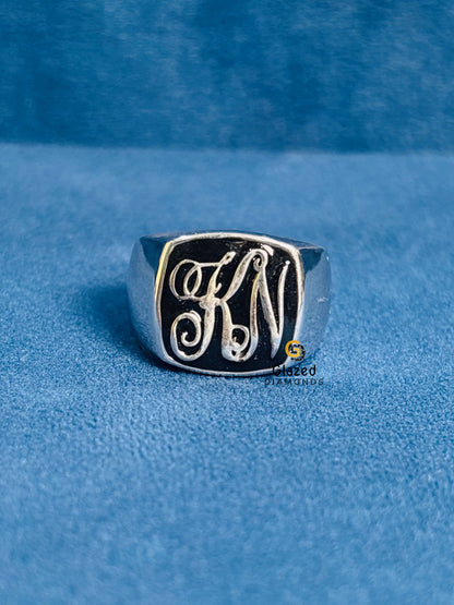 925 Sterling Silver Custom Alphabet Letter Ring For Men