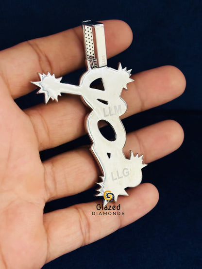 DON Letter Iced Out Moissanite Vertical Moissanite Pendant