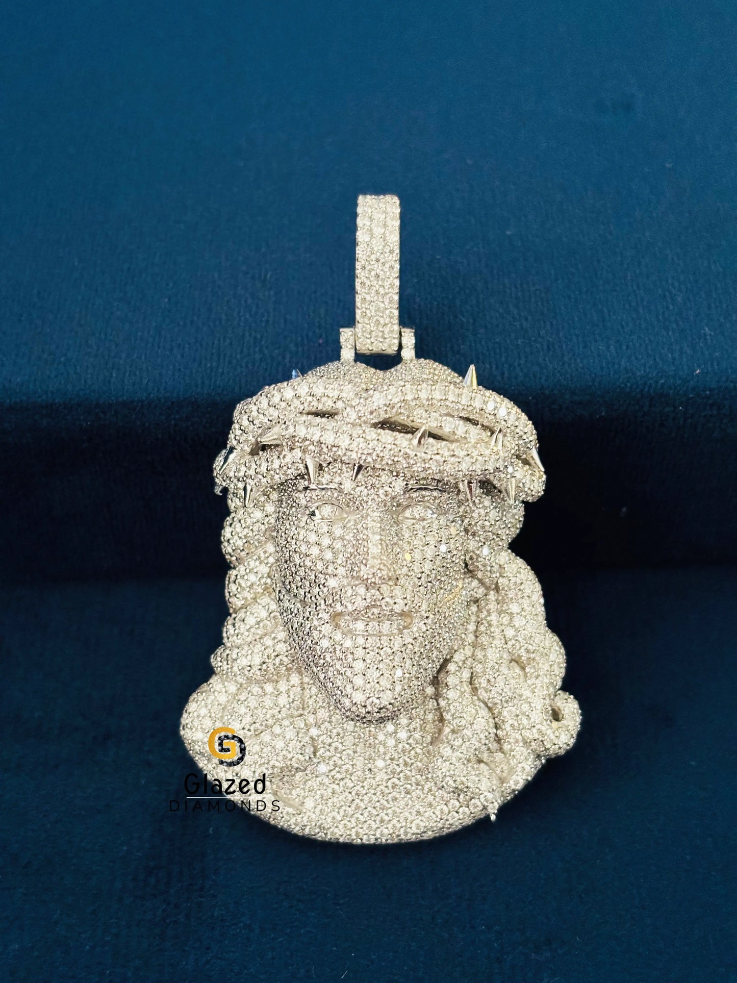 Fully Studded Jesus Face Moissanite Pendant 925 Silver