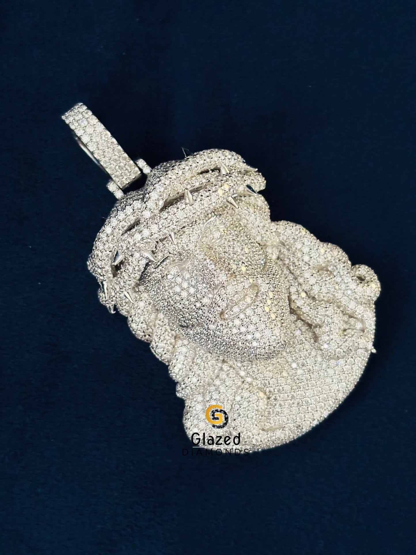 Fully Studded Jesus Face Moissanite Pendant 925 Silver