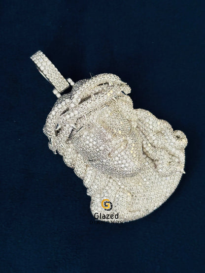 Fully Studded Jesus Face Moissanite Pendant 925 Silver