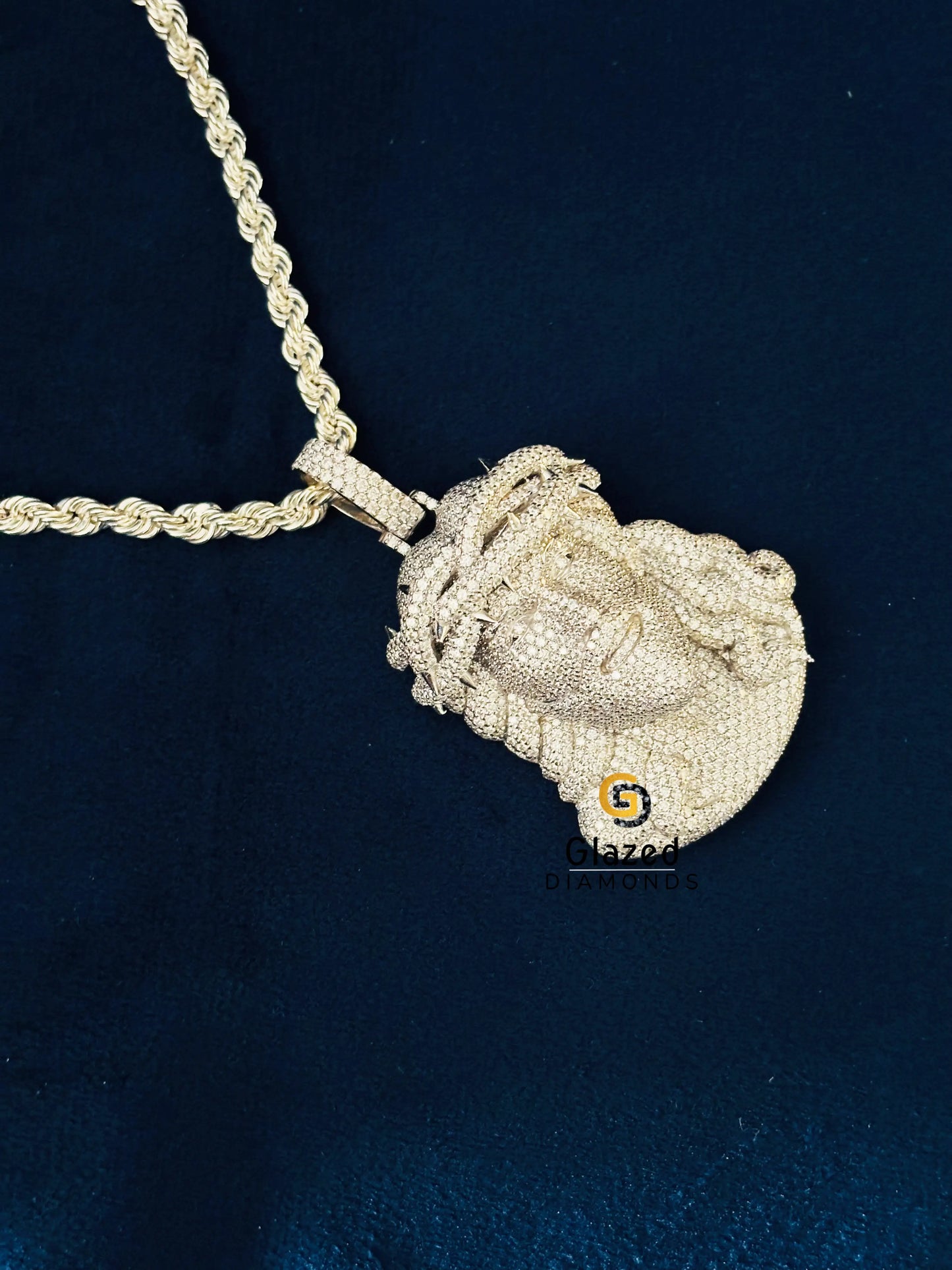 Fully Studded Jesus Face Moissanite Pendant 925 Silver