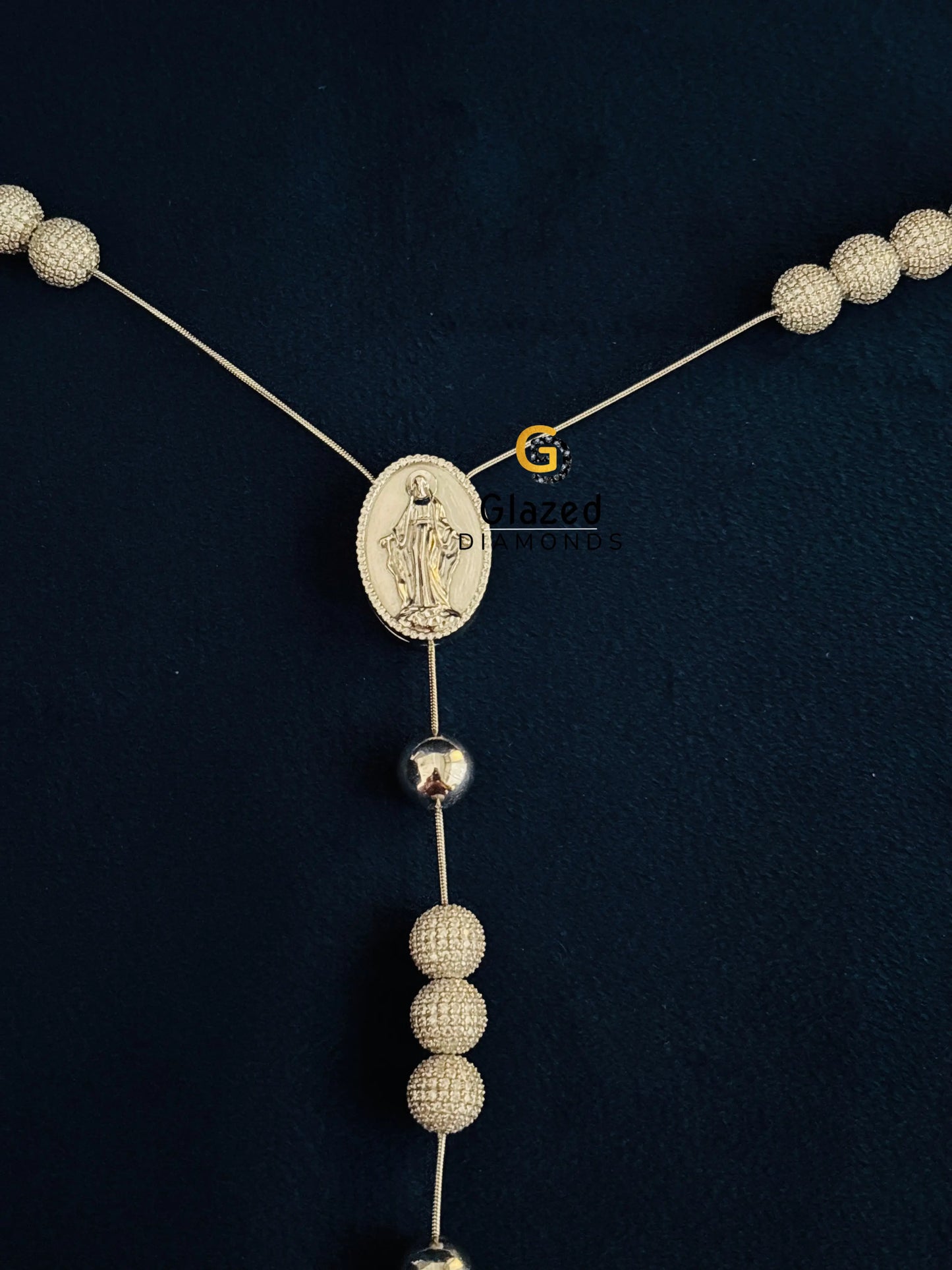 925 Silver Rosary Beads Moissanite Jesus Hip Hop Chain