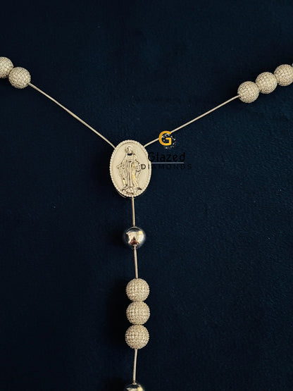 925 Silver Rosary Beads Moissanite Jesus Hip Hop Chain