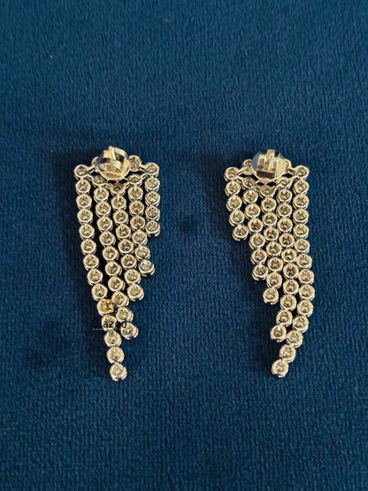 14K Gold Women Round Moissanite Chandelier Earrings