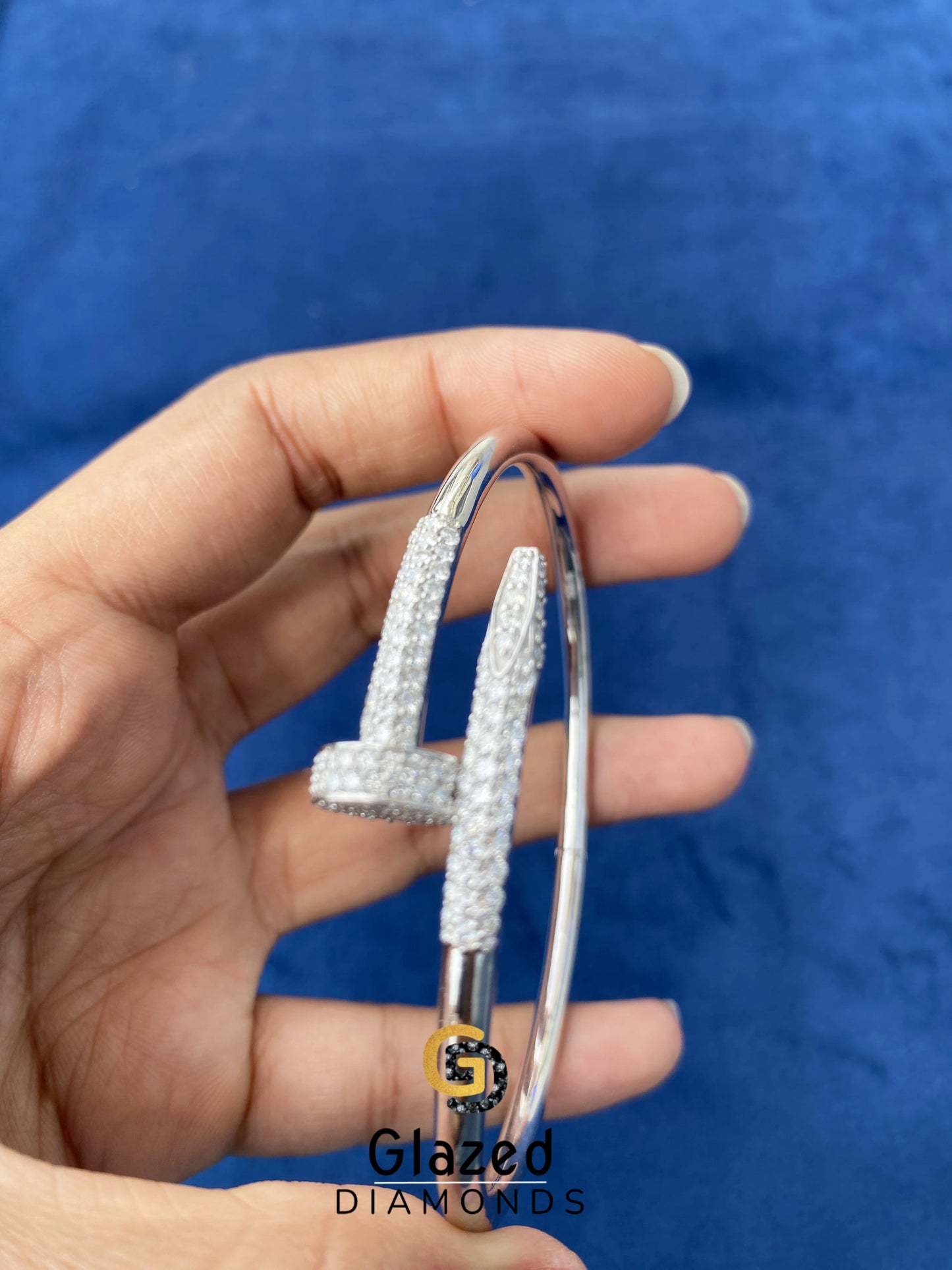 Unisex 8" 925 Silver VVS Moissanite Cuff Bracelet